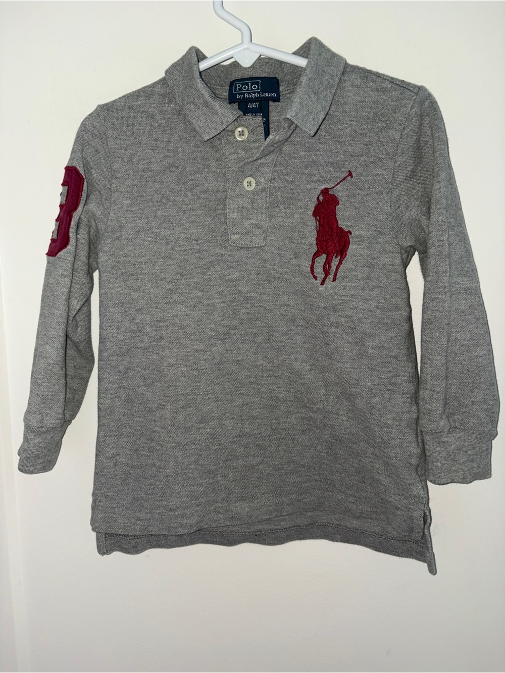 boy's Polo Ralph Lauren big pony long sleeve polo shirt sz 4/4T EUC